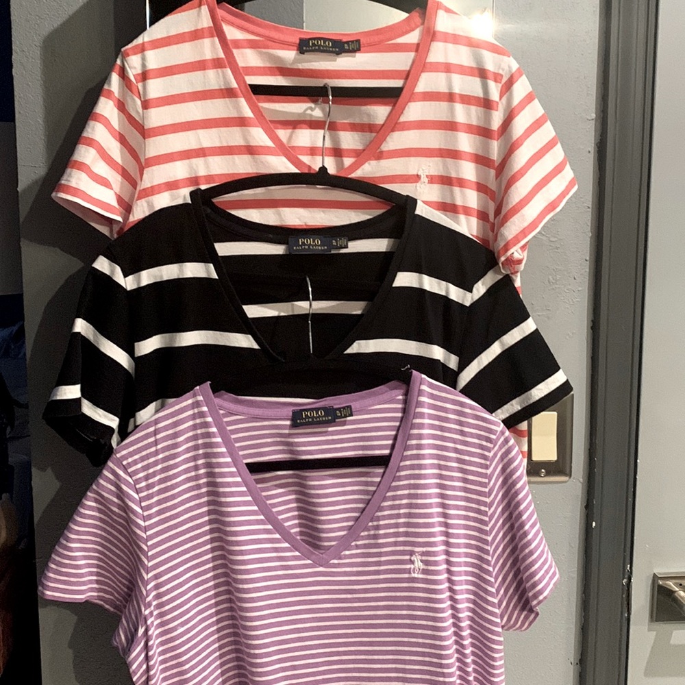 Great deal 😄3 striped 100% cotton POLO Ralph Lauren, short sleeve t-shirts 👚💞